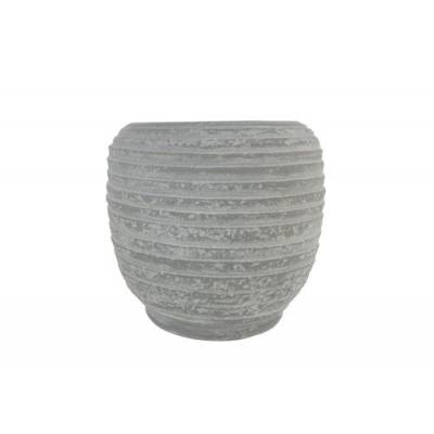 Cachepot Striped Gris 17x17xh16cm Rond G Res  Cosy @ Home
