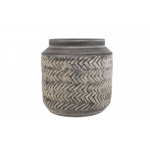 Cachepot Pattern Greige 15x15xh15cm Rond Gres  Cosy @ Home