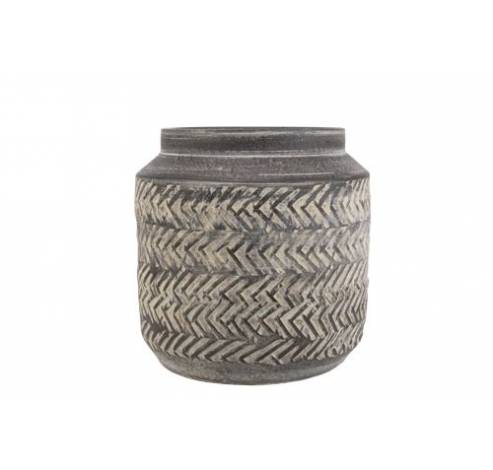 Cachepot Pattern Greige 15x15xh15cm Rond Gres  Cosy @ Home