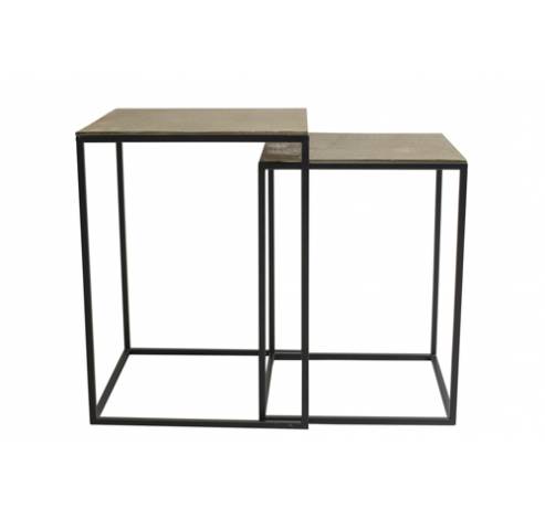 Table D'appoint Set2 Brushed Dore 48x48x H53cm Cube Aluminium 36x36x48cm  Cosy @ Home