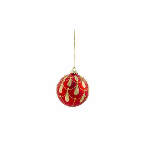 Kerstbal Charlotte Rood 8x8xh8cm Glas   Cosy @ Home