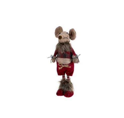 Kerstfiguur Mouse Boy Bordeaux 14x12xh32 Cm Textiel  Cosy @ Home