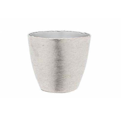 POTJE BRUSHED ZILVER 14X14,5XH13CM ROND  Cosy @ Home