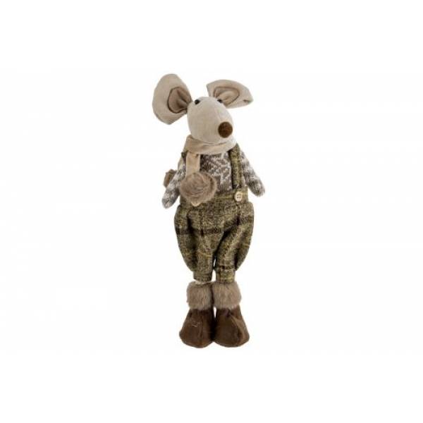 Figuur Mouse Boy Bruin 14x9xh32cm Textie L 