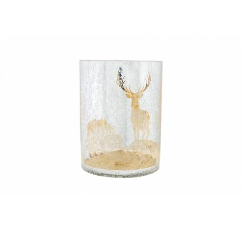 Theelichthouder Cracle Deer Zilver 15x15 Xh20cm Rond Glas  Cosy @ Home