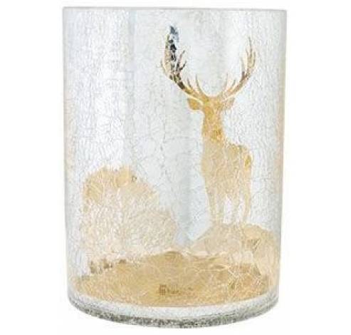 Theelichthouder Cracle Deer Zilver 15x15 Xh20cm Rond Glas  Cosy @ Home