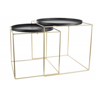 Bijzettafel Set2 Mat Zwart 41x41xh 42cm 46.5x46.5xh47cm Metaal  Cosy @ Home