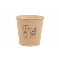 Bloempot Herbal Print Creme 11x8,2xh10,5 Cm Rond Conisch Metaal 