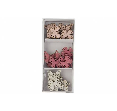 STROOIDECO SET24 BUTTERFIES MIX WHITE ROZE 3,5X3CM HOUT  Cosy @ Home
