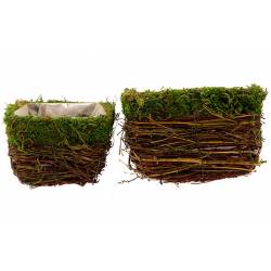 Mand Set2 Rattan-grass 14x14x10cm Natuur  19x19xh12cm Vierkant 