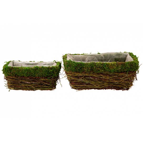 Mand Set2 Rattan-grass 22x13x10cm Natuur  27x17xh12cm Rechthoek 