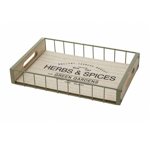 Dienblad Herbes-spices Wood Natuur 31x20xh5cm Rechthoek Metaal  Cosy @ Home