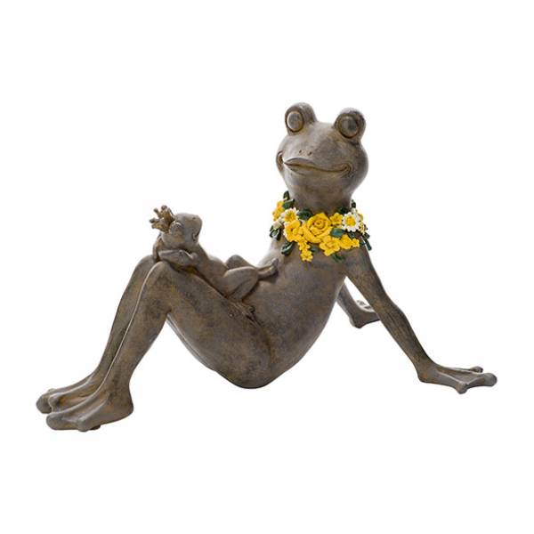 Beeld Frog Sitting Grijs 35,5x21,5xh21,5 Cm Resin 