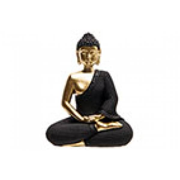 Beeld Buddha Brass Zwart 12x6,5xh16cm An Dere Polyresin 