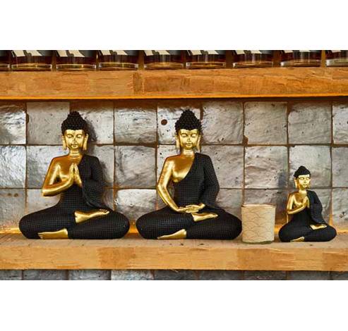 Statue Buddha Brass Noir 12x6,5xh16cm Au Tre Polyresine  Cosy @ Home