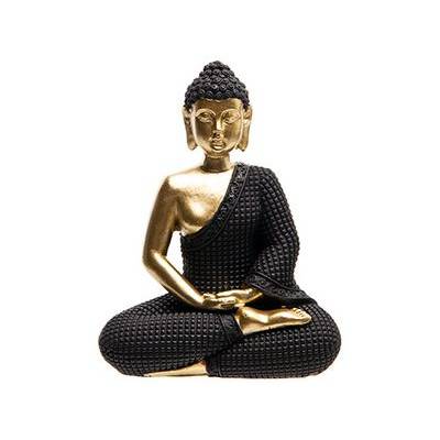 Statue Buddha Brass Noir 12x6,5xh16cm Au Tre Polyresine  Cosy @ Home