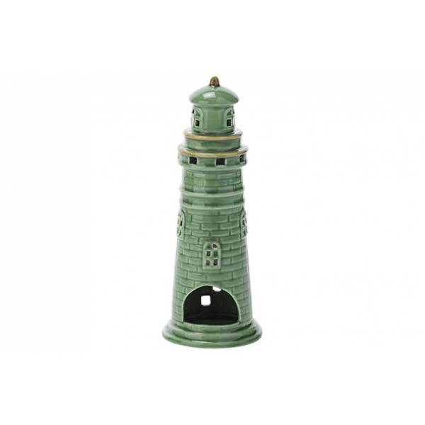 Vuurtoren-phare-lighthouse Groen 9,2x9,2 Xh24,5cm Rond Dolomiet 