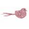 Vogel Clip Glitter Roze 12x4xh10cm Kunst Stof 