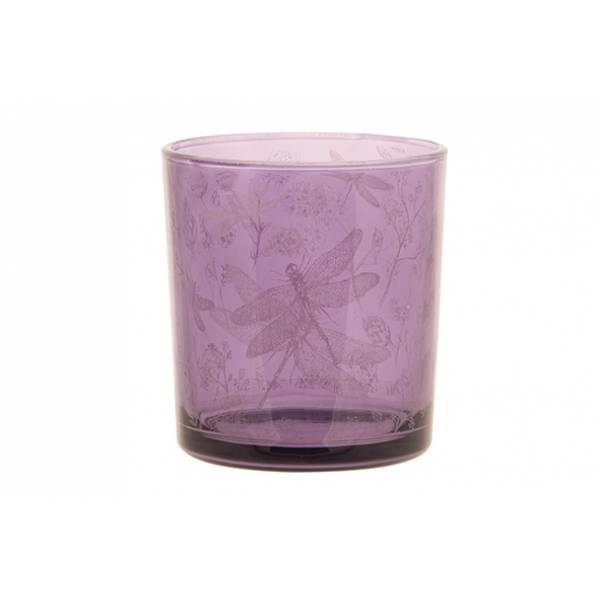 Theelichthouder Dragonfly Lavendel 10x10 Xh12,5cm Glas 