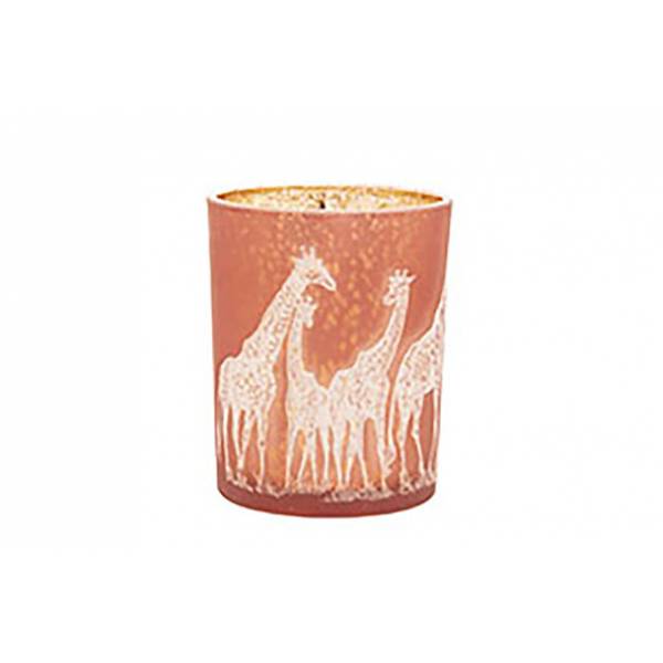 Theelichthouder Giraffes Terracotta 10x1 0xh12,5cm Glas 