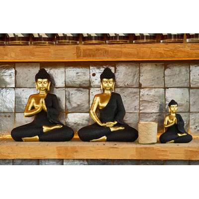 Statue Buddha Brass Noir 23,5x12xh28cm A Utre Polyresine  Cosy @ Home