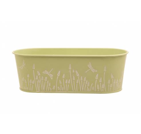 Bac A Plantes Spring White Wash Vert 27, 5x11,5xh9,4cm Ovale Metal  Cosy @ Home