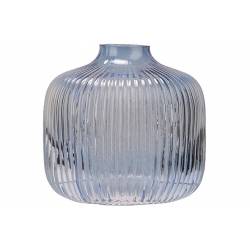 Cosy @ Home Vaas Stripes Lichtblauw 11,2x11,2xh10,4cm Rond Glas 