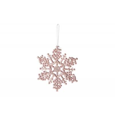 Sneeuwvlok Hanger Glitter Roze 13x13xh13cm Kunststof  Cosy @ Home