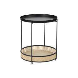 Cosy @ Home Table D'appoint Reed Nature Foldable Noi R 40x40xh49cm Rond Metal 