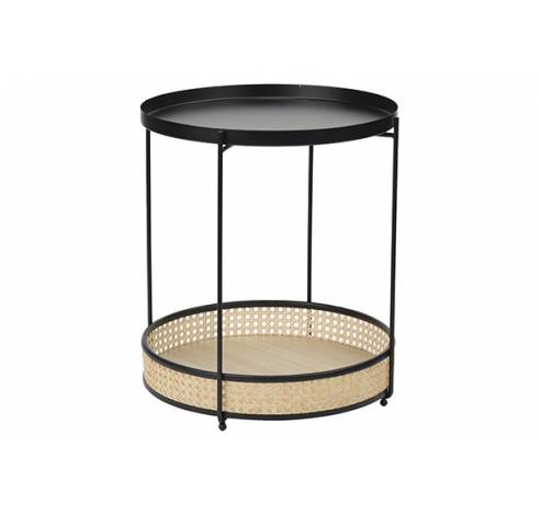Table D'appoint Reed Nature Foldable Noi R 40x40xh49cm Rond Metal  Cosy @ Home