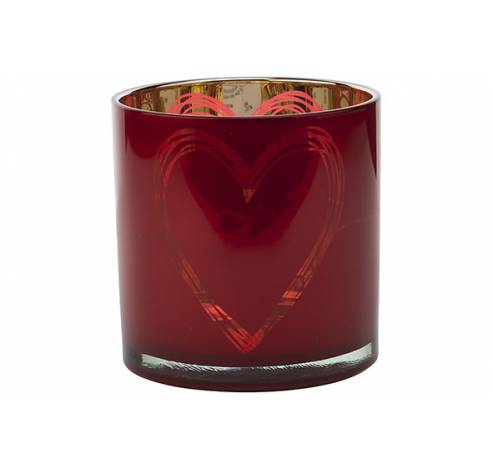 Theelichthouder Heart Rood 15x15xh15cm G Las  Cosy @ Home
