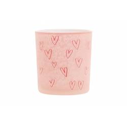 Cosy @ Home Theelichthouder Hearts Roze 10x10xh12,5cm Glas 