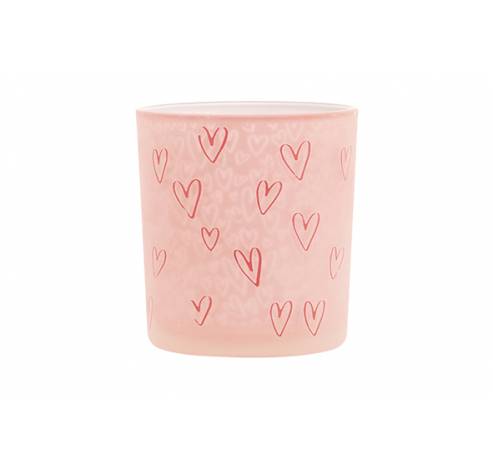 Theelichthouder Hearts Roze 10x10xh12,5cm Glas  Cosy @ Home