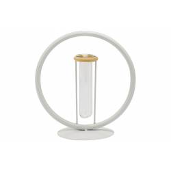 Cosy @ Home Cirkel Glass Tube 3,5x12cm Wit 19x10,5xh 21,5cm Rond Metaal 