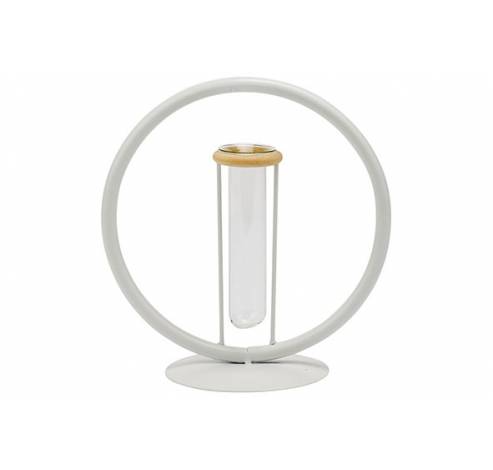 Cirkel Glass Tube 3,5x12cm Wit 19x10,5xh 21,5cm Rond Metaal  Cosy @ Home