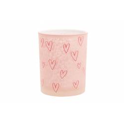 Cosy @ Home Theelichthouder Hearts Roze 15x15xh15cm Glas 