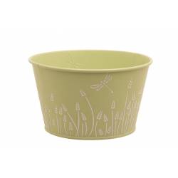 Cosy @ Home Bac A Plantes Spring White Wash Vert 15, 5x11,5xh9,2cm Rond Metal 