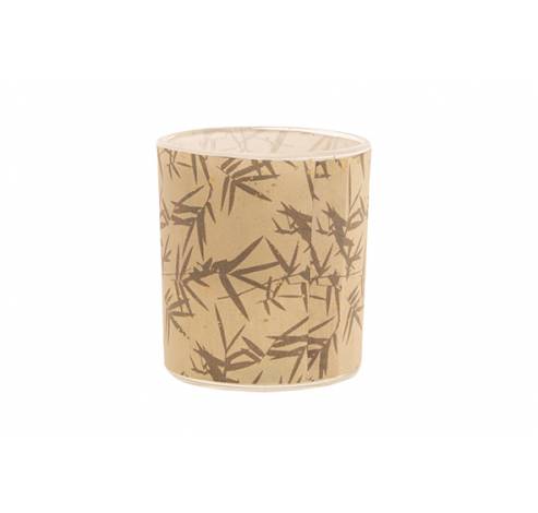 Theelichthouder Bamboo Leaf Bruin 9x9xh1 0cm Glas  Cosy @ Home