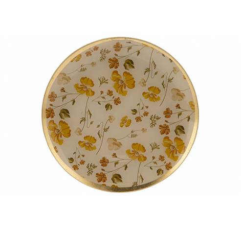Decobord Dried Flowers Geel 24,9x24,9xh1,9cm Rond Glas  Cosy @ Home