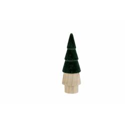 Cosy @ Home Kerstboom Top Colored Donkergroen 7,5x7,5xh22,5cm Rond Hout 