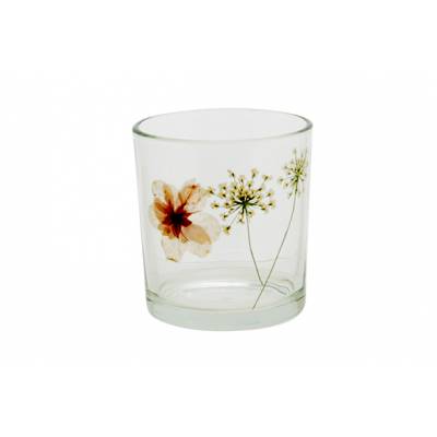 Theelichthouder Daisy Transparant 7x7xh8cm Glas  Cosy @ Home