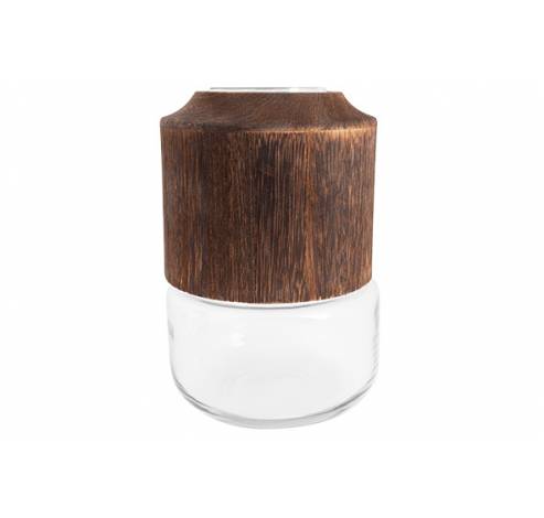 Vaas Brown Wood Transparant 13,5x13,5xh20cm Rond Glas  Cosy @ Home