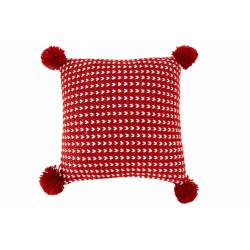 Cosy @ Home Kussen Knitted Rood Wit 45x45xh15cm Acryl 