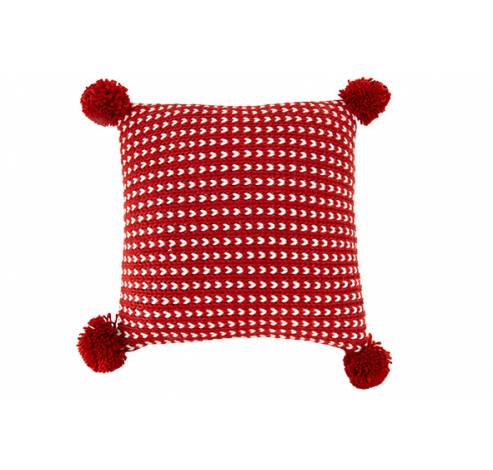 Kussen Knitted Rood Wit 45x45xh15cm Acryl  Cosy @ Home