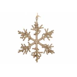 Hanger Twig Snowflake Glitter Champagne 16x16xh16cm Kunststof 