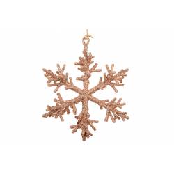 Hanger Twig Snowflake Glitter Roze 16x16 Xh16cm Kunststof 