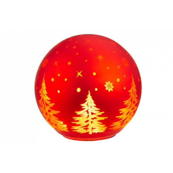 Lamp Xmas Led Ball Rood D15cm Glas Excl 3 Aa Batt 