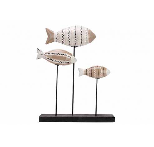Staander School Of 3 Fish Zand 26x5,8xh32,5cm Langwerpig Porselein  Cosy @ Home