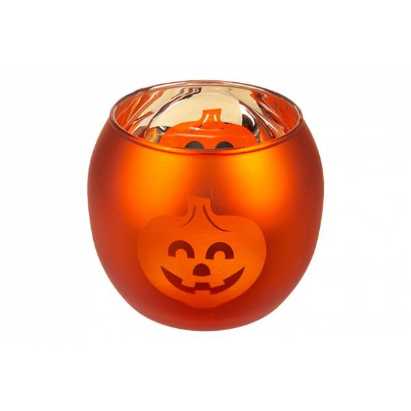 Theelichthouder Pumpkins Oranje D8xh7cm Glas 