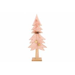 Kerstboom Fake Fur Roze 31x13xh4cm Andere Hout 
